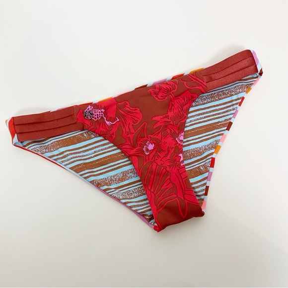 Maaji Multicolored Bikini Bottom Striped Rainbow Reversible - Picture 2 of 6